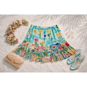 Vintage Jams World Skirt L | Dreamsicle Y2K Gold Label Hawaii | 100% Rayon